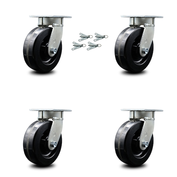Service Caster 6 Inch Kingpinless Phenolic Wheel Swivel Caster Set with Swivel Lock SCC SCC-KP30S620-PHR-BSL-4 - main